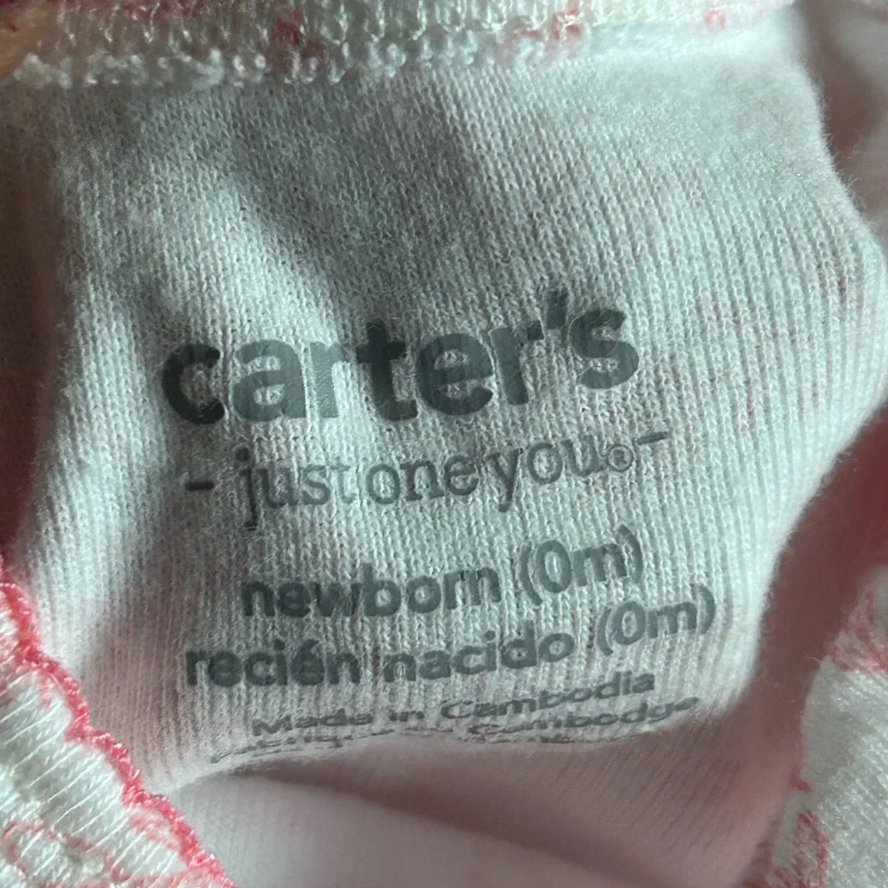 Bundle 2 Carter's Pink and White Gently Loved Infant Bodysuits Newborn